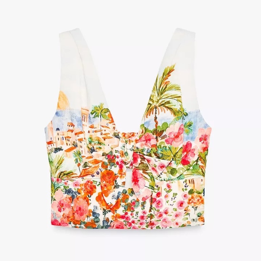 ZARA PRINTED KNOT TOP - Picture 8 of 15